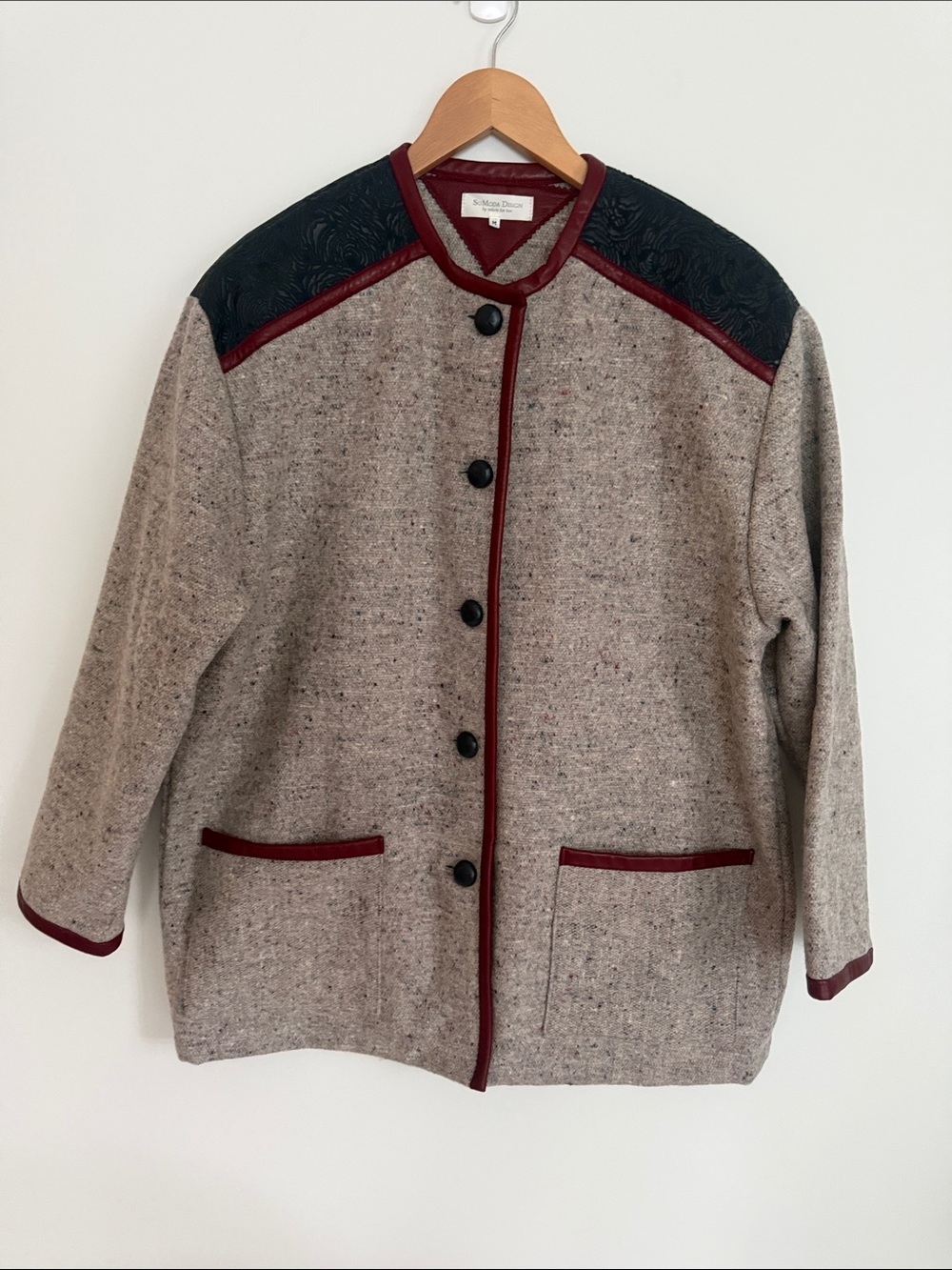 SUMODA DESIGN by Valerie Kae Ken Women Gray Wool Leather Trim Jacket Size M